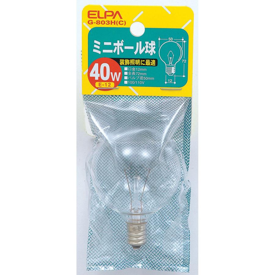 朝日電器 ミニボール 40W G-803H(C) ELPA [白熱電球 装飾照明] : DIY