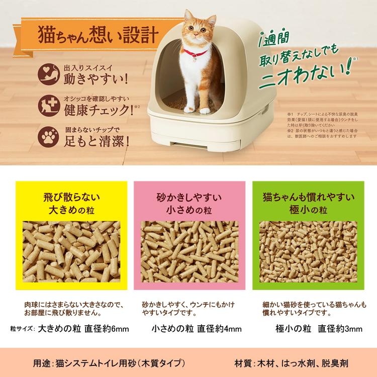 ニャンとも清潔トイレ 脱臭・抗菌チップ 大きめの粒 （4.4Lｘ4個）1箱  花王 (1ケース 猫砂 大容量 ネコ砂 システムトイレ 1cs)｜hc7｜02