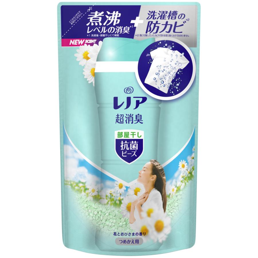 レノア 超消臭 抗菌ビーズ 部屋干しDX 花とおひさまの香り 詰め替え(430ml) P＆G [洗濯用品 ニオイ対策 洗濯用 消臭 除菌剤]