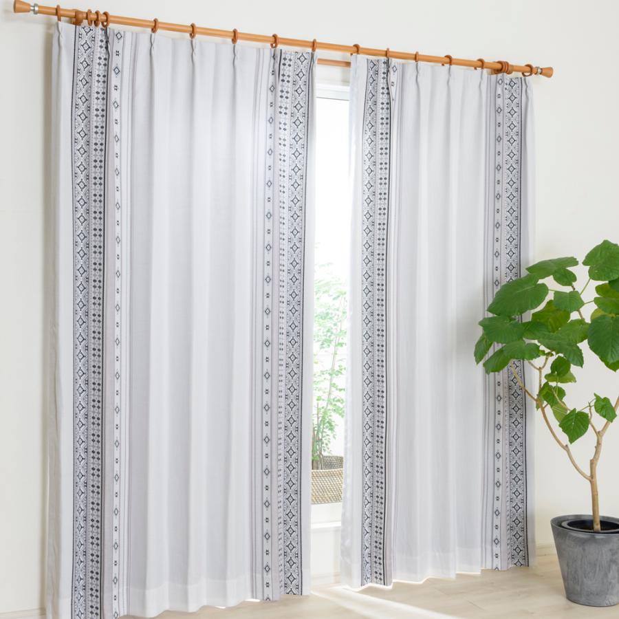 遮熱・遮光裏地付きカーテン＆レースセット（キリム）