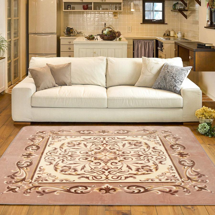 ホットカーペットカバー バルモ ベージュ サイズ200×240cm  萩原 [床暖房 センターラグ クラシカル 王朝]