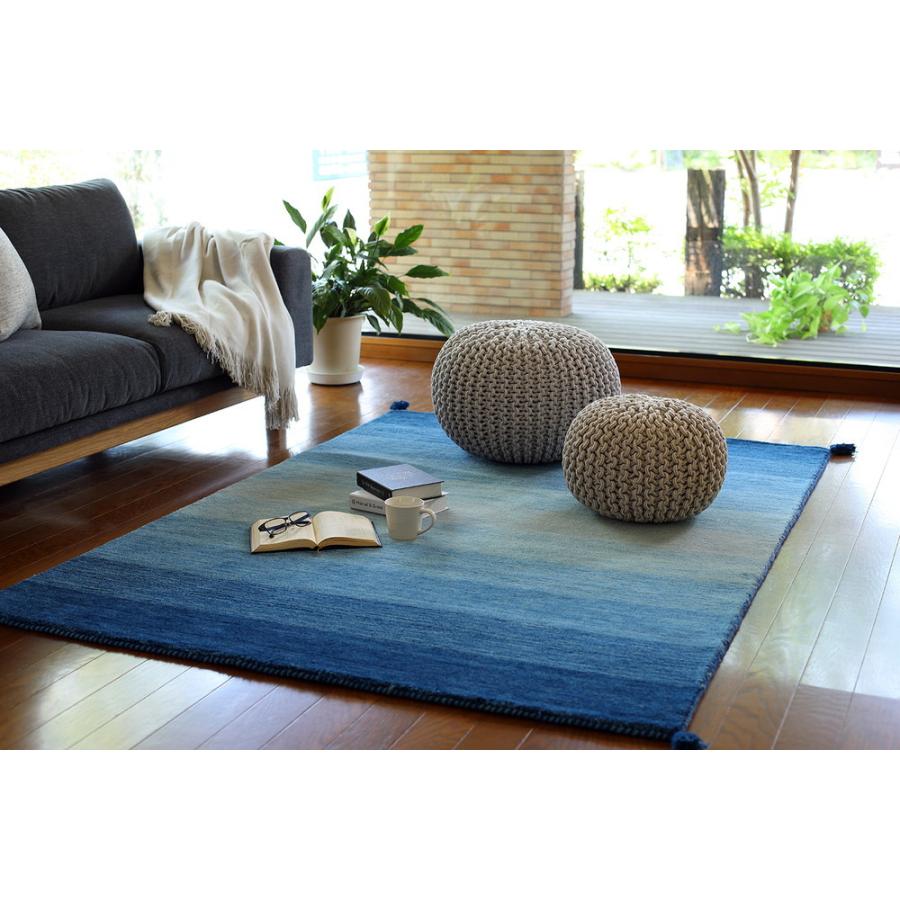 ハンドメイド 綿100%の編み込みスツール ブレイドプフ Mサイズ ベージュ/ホワイト サイズ50R×35cm 萩原 [コットン ソファサイド オットマン インド製] HAGiHARA（萩原） ハンドメイド 綿100%の編み込みスツール