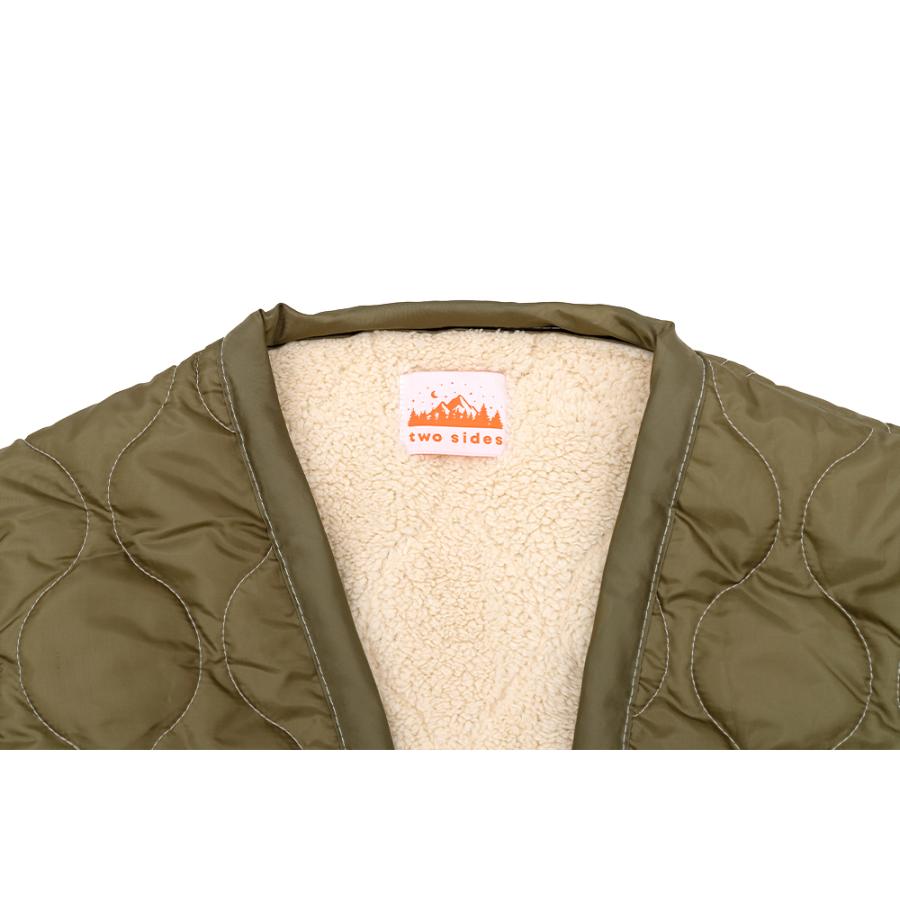 萩原 two sides インナーボアのキルティングはんてん グリーン [キルト