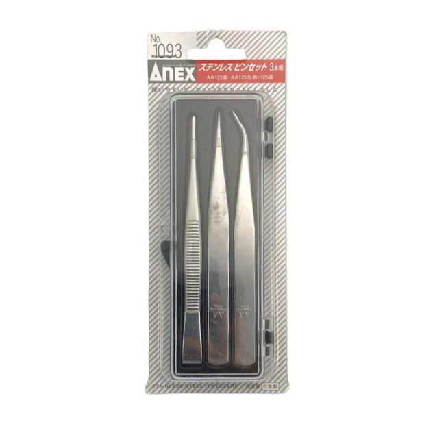 ANEX 兼古製作所 ステンレスピンセット 3本組 No.1093 [大工道具