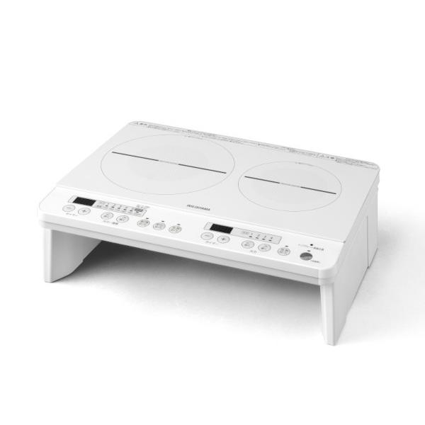 品質満点！品質満点！2口IHコンロ 1400W 脚付 ホワイト IHK-W12S-W