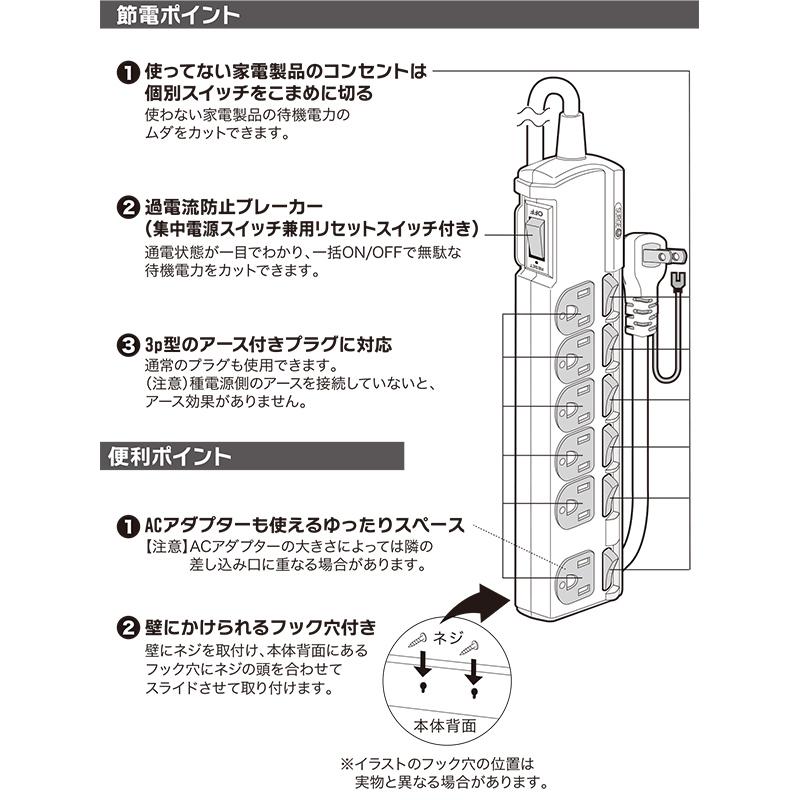 OHM オーム電機 アース&雷ガード/3Pプラグ対応 個別スイッチ OHM オーム電機 アース&雷ガード/3Pプラグ対応 個別スイッチ