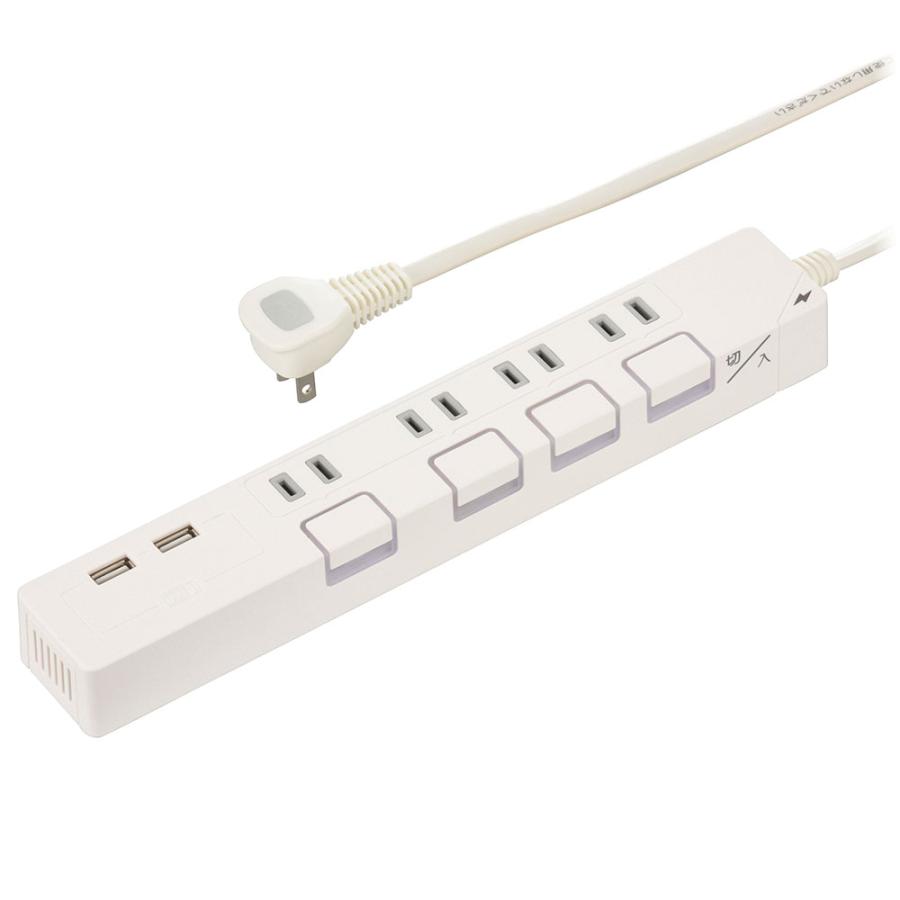 オーム電機製節電タップ 節電タップ 雷ガード/ブレーカー付 6個口 5m｜HS-TPKV65W-22 00-1583