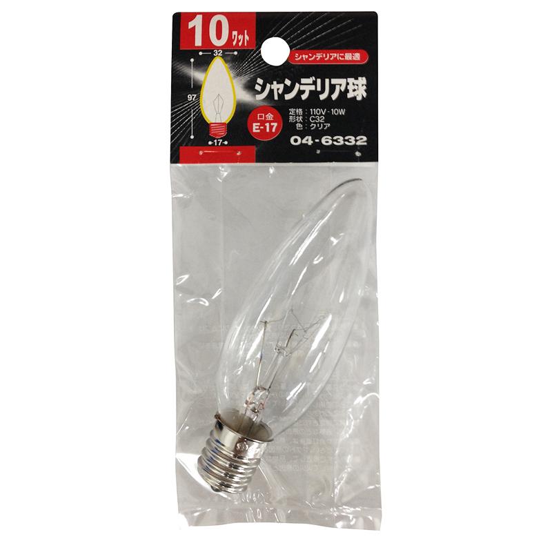 OHM（オーム電機） シャンデリア球 10W E17 クリア04-6332 LB-C2710-C