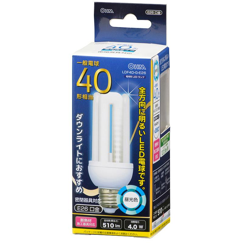 OHM（オーム電機） LED電球 D形 E26 40形相当 昼光色06-1677 LDF4D-G