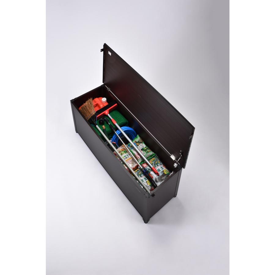 グリーンライフ アルミベンチストッカー144 (南京錠金具付き） ブラウン ABS-144P（BR) (アルミベンチ マンション ベランダ収納 ストッカー 屋外収納 ベンチ)_1