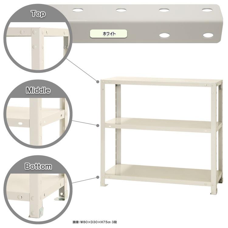 キタジマ スマートラック W800×D450×H750mm　ホワイト 3段 NSTR-257-3 [スチール棚 スチールラック 業務用 収納棚 収納ラック]