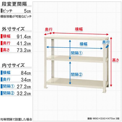 スマートラック Z-NSTR-266 幅90×奥行40×高さ75cm 3段 亜鉛メッキ (オフィス家具 インテリアラック 収納ラック 棚 ラック スチール棚 収納棚 キタジマ) 爆買_1