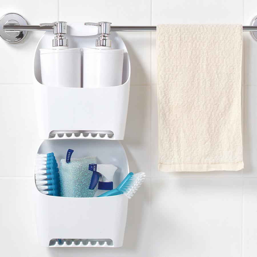 ホワイト】タオルバーバスケットバス収納お風呂場小物入れタオルバー収納