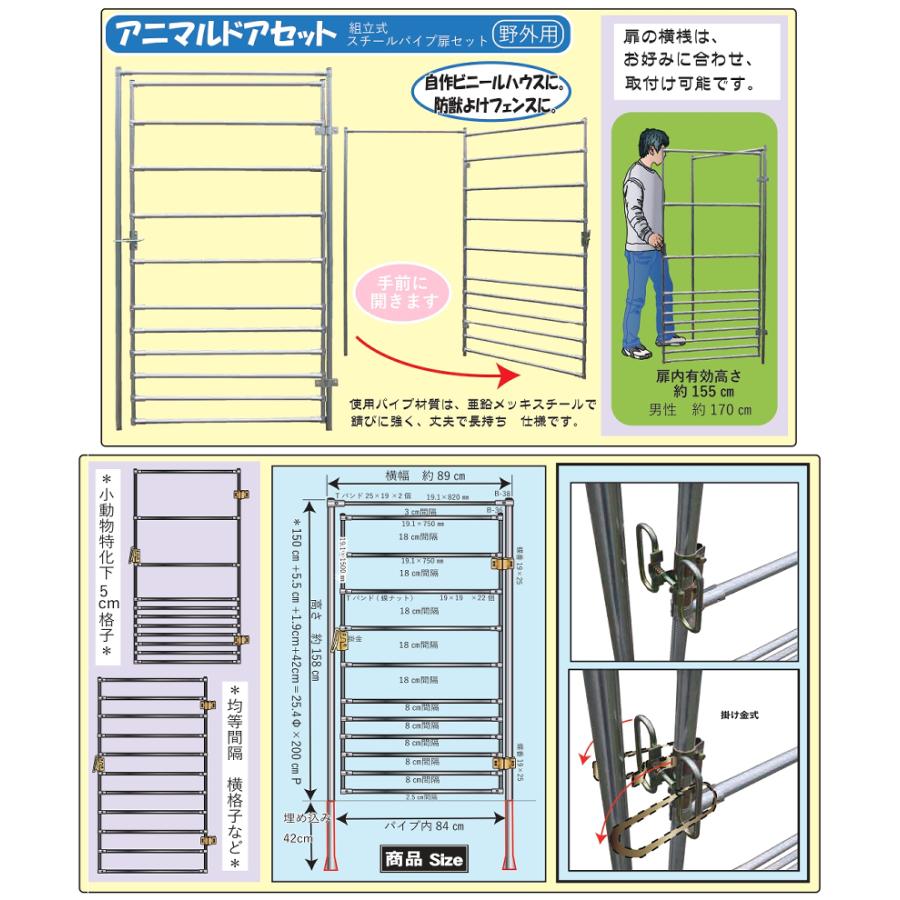 アニマルドアセット 野外埋込式扉 本体一式 南栄工業 [防獣 周囲柵