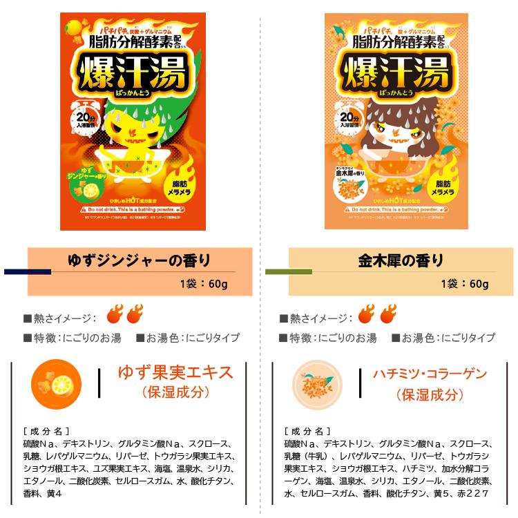 【送料無料】 爆汗湯 5種類×2包セット(全10包) アソート 入浴剤セット 60g ※種類は選べません  バイソン [炭酸浴 発汗 脂肪分解酵素配合 ゲルマニウム]｜hc7｜08