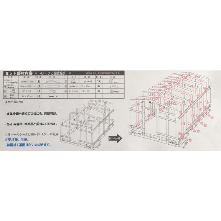 ビニールハウス　アーチセット 移動式菜園ハウス BH-33 用追加アーチセット BH334AST 補強セット 南栄