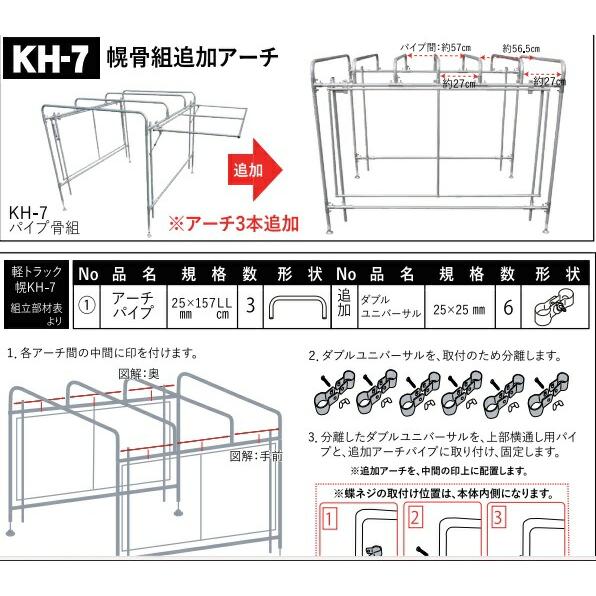 軽トラック幌セット KH-7用オプション追加アーチセット KH7OPASET