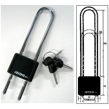 aiai アイアイ AEGIS すっごい倉庫のカギ 南京錠 可変ツル50mm 黒 IB