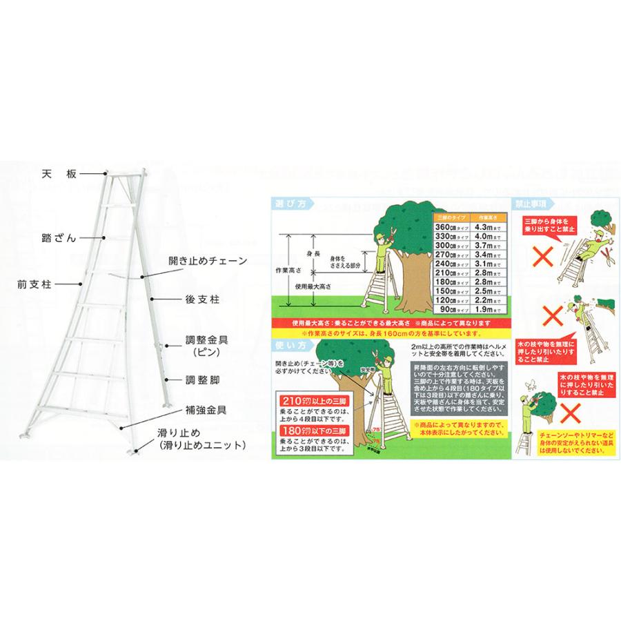 メーカー直送)(法人限定)アルインコ アルミ園芸三脚 240cm メーカー直送)(法人限定)アルインコ アルミ園芸三脚 240cm