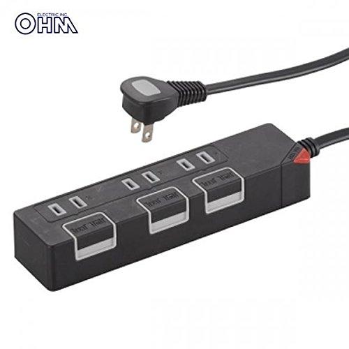オーム電機 節電タップ 3個口 1.5m HS-1146K : ホームセンターブリコ