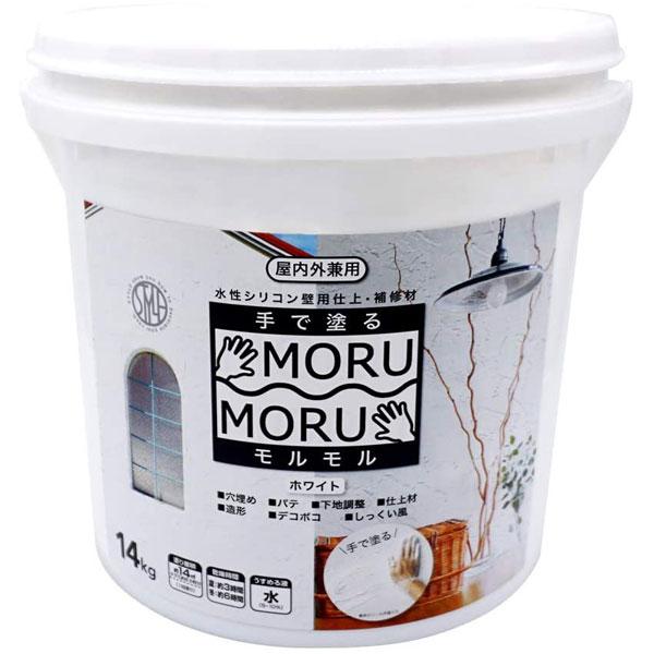 ニッペホームプロダクツ 漆喰風塗料 手で塗る MORUMORU モルモル 屋内外兼用 水生シリコン壁用仕上・補修材 白 14kg（Yahoo!・ホームセンターブリコYahoo!店）