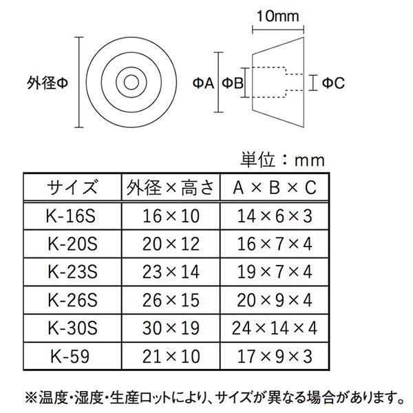 ね*ち メール便可）八幡ねじ ボンネットゴム 4個入 K-26S