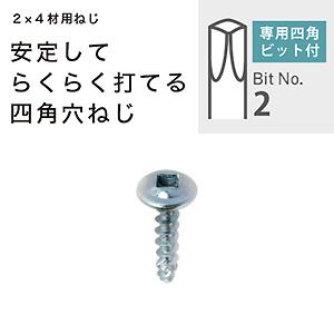 ゆうパケットパフ可）八幡ねじ 1×材と金具用 四角穴ねじ 太さ3.8mm×長