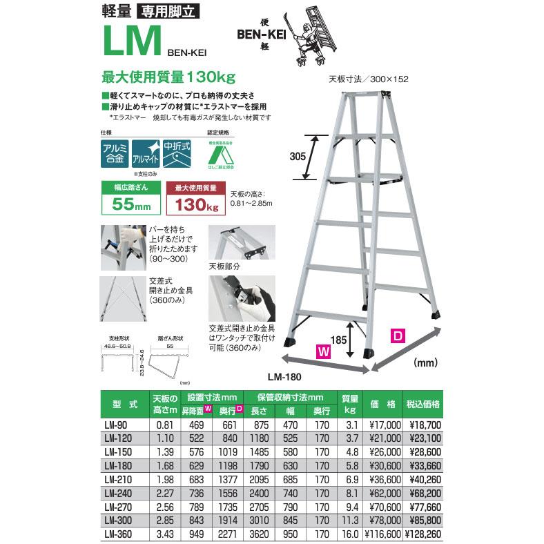 メーカー直送）ピカコーポレイション アルミ軽量専用脚立 360cm LM-360 