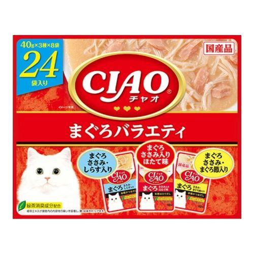 CIAO チャオ パウチ 24袋入り まぐろバラエティ 猫用フードウェット キャットフード ねこ いなばペットフード | 