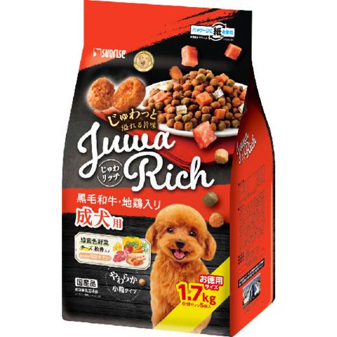 じゅわリッチ 黒毛和牛 地鶏入り 1.7kg 成犬用 ドッグフード 国産 マルカン｜hcgooday｜02