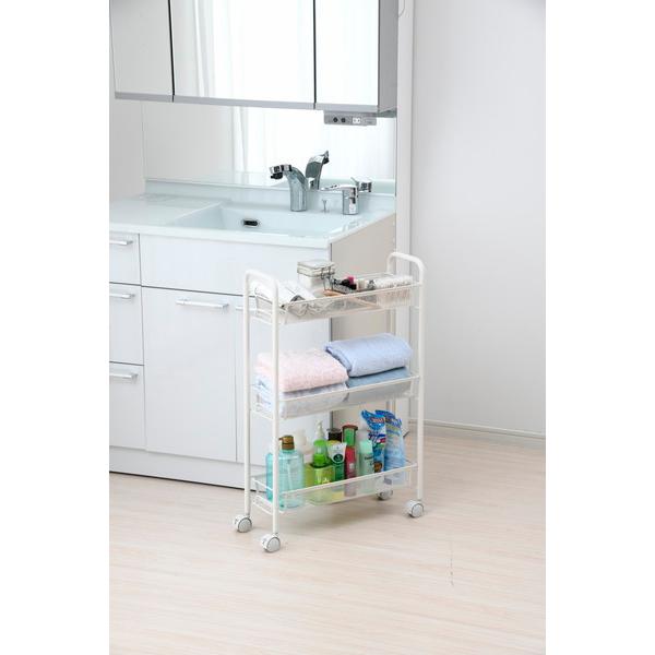 山善 メッシュスリムバスケットワゴン 3段 LKW-3S (MW) キッチン