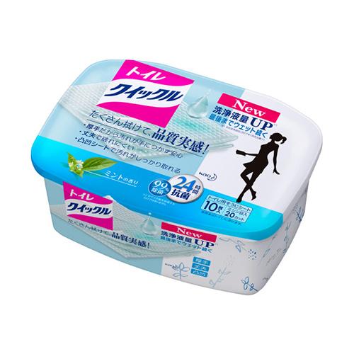 トイレクイックル　容器　１０枚入  トイレ用紙クリーナー類 花王 Kao 除菌 掃除 シート 便座 消臭 | トイレクイックル