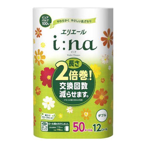 エリエール i:na イーナ トイレットティシュー 12R ダブル トイレットペーパー ダブル巻 大王製紙（Yahoo!・ホームセンターグッデイ）