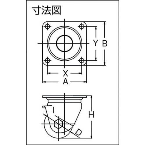 ユーエイ 低床式重荷重キャスター自在車 65径強化ナイロン車輪 Uhg65gfb 1個 一番人気物 配送毎送料要