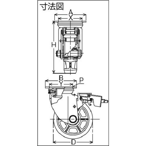 ヨドノ　重荷重用ウレタン車付自在車ブレーキ付　1個　YRJMB130　※配送毎送料要