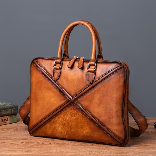 公式最安値 手作り 手染め ヌメ革 ハンドメイド メンズバッグ 本革 ビジネスバッグ ブリーフケース レザー 通勤鞄 手提げバッグ 買う なら Superavila Com