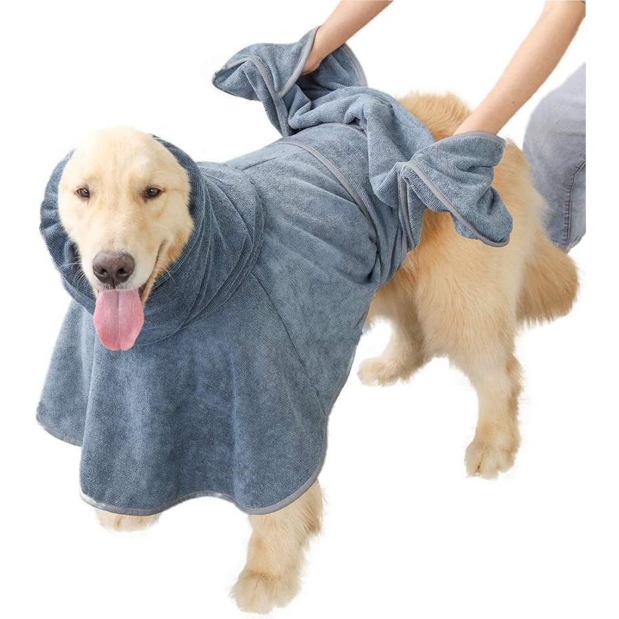 Doglemiペット用バスローブ 犬用バスタオル 速乾ペットローブ 超吸水 お風呂上がり 犬用ガウン 吸収速乾タオル バスポンチョ 体拭 家庭用プール