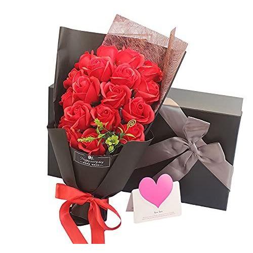 Capiner 笑顔にできるプレゼント ソープフラワー 薔薇 花束 記念日 バラ ギフト 造花 贈り物 お祝い 誕生日 結婚 還暦 母の日 ベースライト