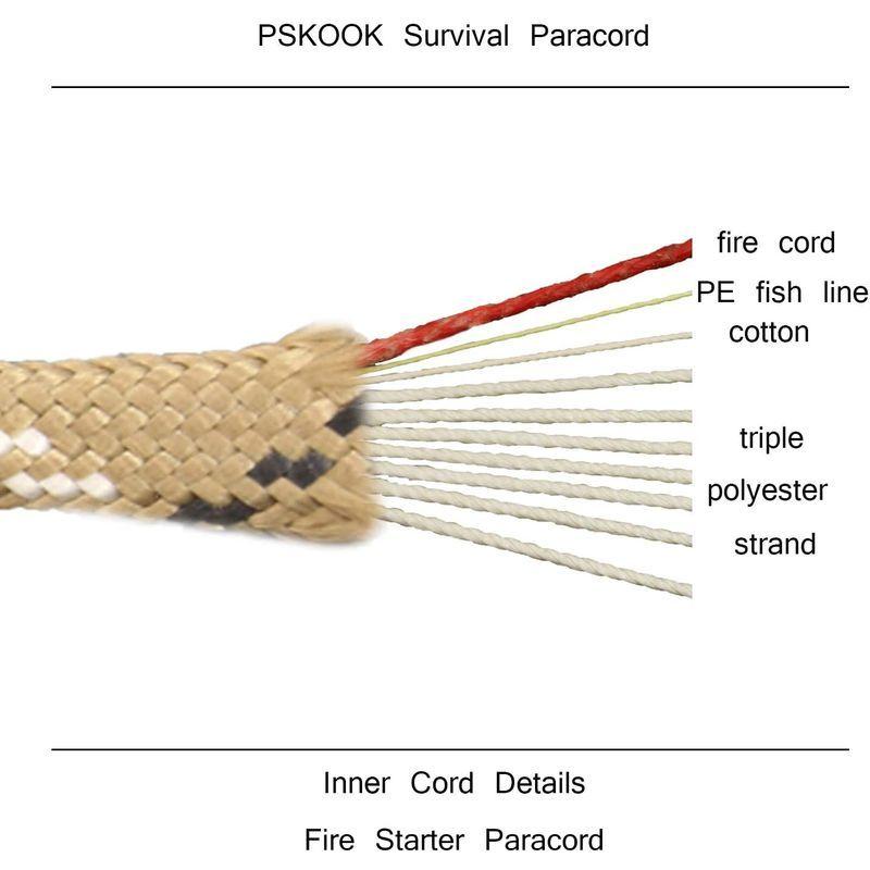 PSKOOK パラコード 4mm パラシュートコード ロープ コード サバイバル テント ロープ 7＋3芯 防水ファイヤーテンダー 釣り系｜hcqjc13348｜05