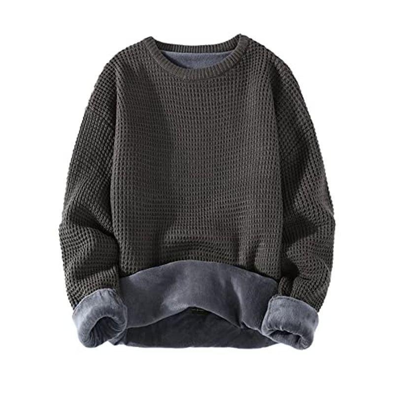 売切り特価 Yacoresya セーター メンズ 冬 クルーネック 裏起毛 丸首 冬服 厚手ニットセーター 無地 ビッグシルエット カットソー メンズ Hanagrocare Com