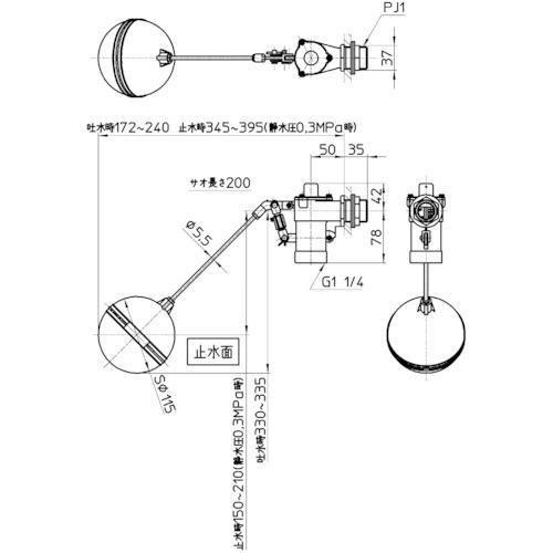 ■SANEI バランス型ボールタップ 呼び25用 ポリ球・ストレーナ付 JIS規格【1443415:0】[店頭受取不可]