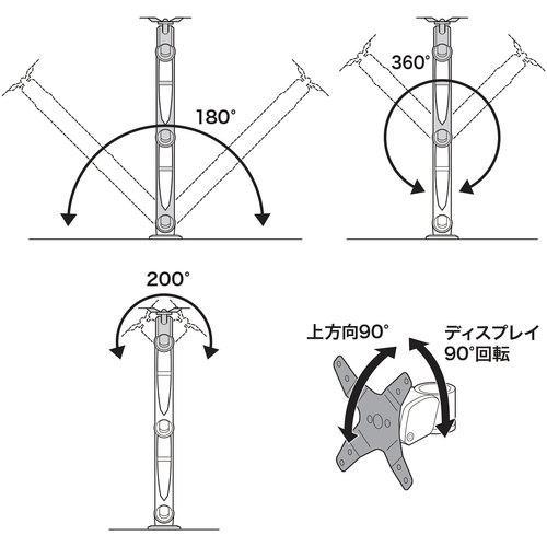 ■SANWA 水平多関節液晶モニターアーム(壁面用)【2018024:0】[店頭受取不可]の画像
