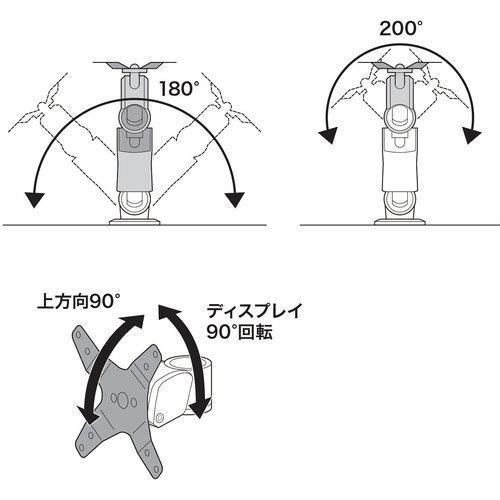 ■SANWA 垂直液晶モニターアーム(壁面用)【2021165:0】[店頭受取不可]の画像