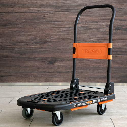 □TRUSCO 樹脂台車 カルティオ 780X490 折畳 オリーブドラブ【6613397