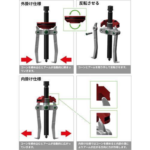 ■クッコ 自動求心ギヤプーラー コーン式 2本アーム 最大径120mm 深さ120mm【6919995:0】[店頭受取不可]_3