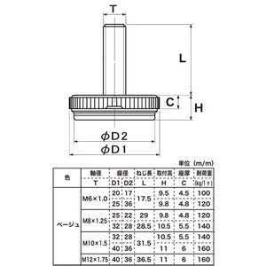 YHT フェルト付アジャスター 〈5個価格〉 M10 32パイBE｜hcvalor｜02