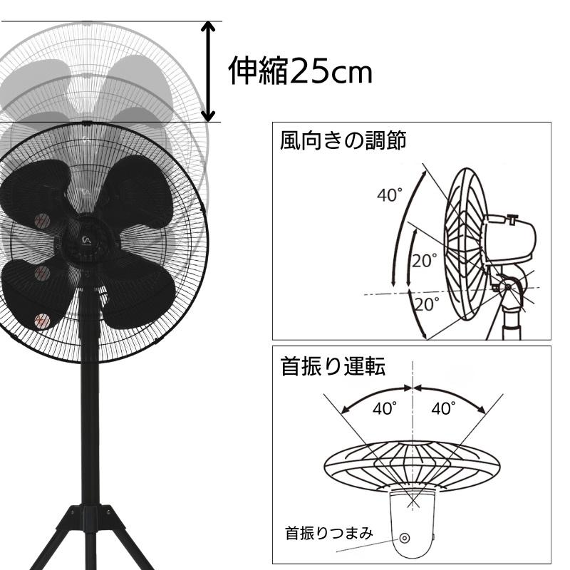 即納在庫品】 アレンザ 45cm三脚型工業扇(ブラック樹脂羽根) 折り畳み