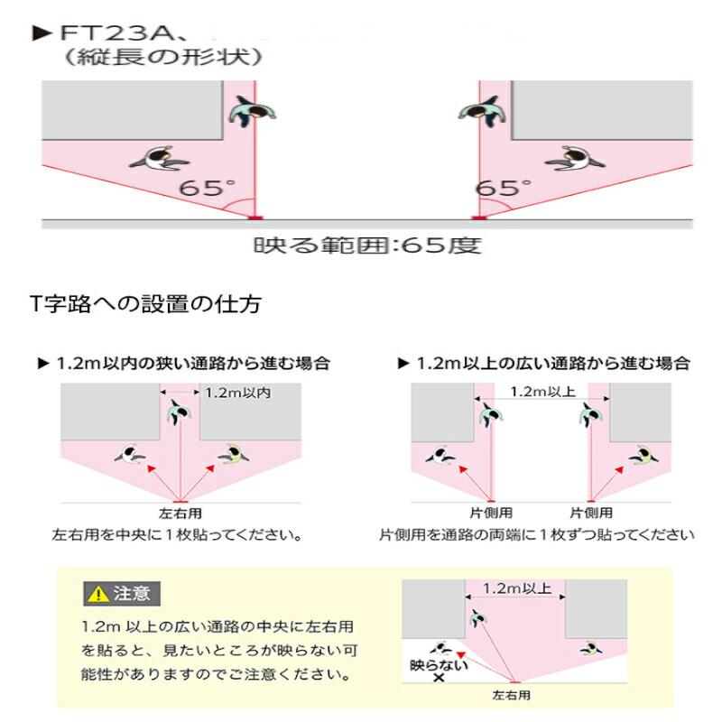 コミー（株） 安全ミラー FFミラー 通路（片側用） 接着タイプ FT23Aの画像
