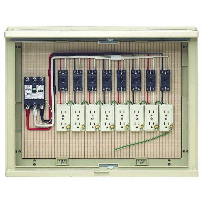 未来工業 屋外電力用仮設ボックス 漏電しゃ断器・分岐ブレーカ・コンセント内蔵 ELB組込品 17A-8C6