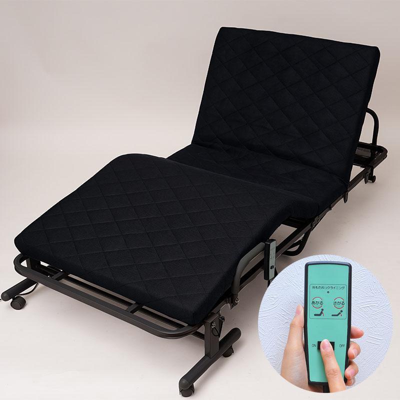 谷村実業 電動メッシュキルトベッド　ブラック 折りたたみ リクライニング 高反発 谷村実業 電動メッシュキルトベッドTAN-887 ブラック 折りたたみ